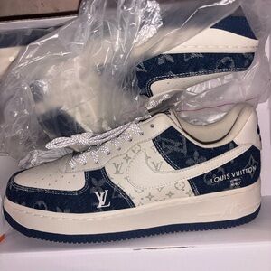 Louis Vuitton Denim and Cream Sneakers